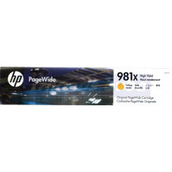 HP 981X (L0R11A) Original High Capacity Yellow Ink Cartridge (10000 Pages) for HP PageWide Enterprise Color 556dn, 556xh, MFP 586dn, MFP 586f, Flow MFP 586z, Managed Color E55650dn, MFP E58650dn, Managed Color Flow MFP E58650z