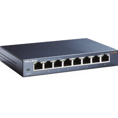 TP-Link TL-SG1210P - Switch - unmanaged - 8 x 10/100/1000 (PoE+) + 1 x 10/100/1000 (uplink) + 1 x Gigabit SFP (uplink) - desktop - PoE+ (63 W)
