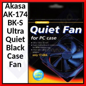Akasa (AK-174BK-S) Ultra Quiet Black Computer Chasis Cooler fan
