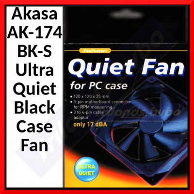 Akasa AK-174BK-S Ultra Quiet Black Case Fan. - Original Sealed Box
