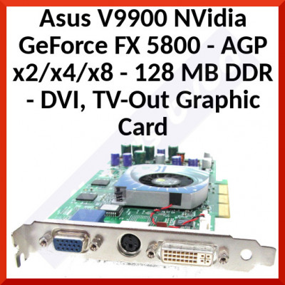 Asus V9900 NVidia GeForce FX 5800 - AGP x2/x4/x8 - 128 MB DDR - DVI, TV-Out Graphic Card - Refurbished