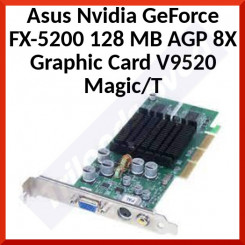 Asus Nvidia GeForce FX-5200 128 MB AGP 8X Graphic Card V9520 Magic/T - 1 x VGA output - Refurbished