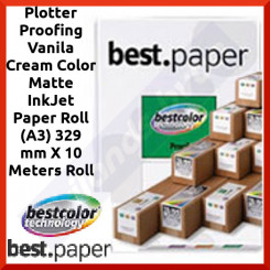 Plotter Proofing Vanila Cream Color Matte InkJet Paper Roll (Best Type 1920) - 120 grams/M2 - (A3) 329 mm X 10 Meters Roll - Core 2 Inches - for HP DesignJets, Epson Stylus Pro, Stylus Photo with Roller Feed, Canon Wide Printers, Oce Plotters