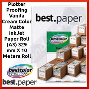 Oce (BEST-9120) Plotter Proofing Vanila Cream Color Matte InkJet Paper Roll - 120 grams/M2 - (A3) 329 mm X 10 Meters Roll - Core 2 Inches - for HP DesignJets, Epson Stylus Pro, Stylus Photo with Roller Feed, Canon Wide Printers, Oce Plotters