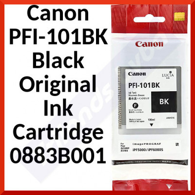 Canon PFI-101BK Black Original Ink Cartridge 0883B001 (130 Ml.) - Outlet Sale - Original Sealed Product - No Retail Box