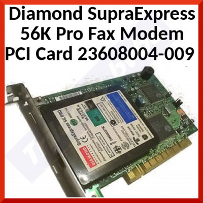 Diamond SupraExpress 56K Pro Fax Modem PCI Card 23608004-009 - 56K Pro Fax Modem PCI Card (Refurbished)