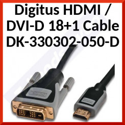 Digitus HDMI / DVI-D 18+1 Cable DK-330302-050-D (2 Meters)