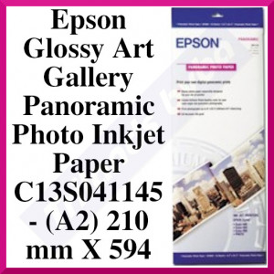 Epson S041145 Glossy Art Gallery Panoramic Photo Inkjet Paper C13S041145 - (A2) 210 mm X 594 mm (Special Art Galley Panoramic Size) - 194 grams/M2 - 10 Sheets/Pack