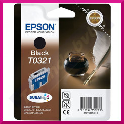 Epson T0321 Black Original Ink Cartridge C13T03214010 (32 Ml) - Outlet Sale - Original Sealed Product - No Retail Box