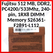 Fujitsu (S26361-F2891-L112) 512 MB, DDR2, PC4200/533Mhz, 240-pin, 1RX8 DIMM Memory