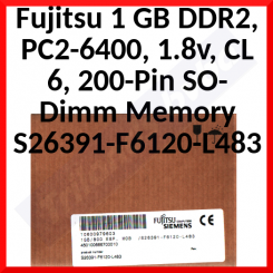 Fujitsu 1 GB DDR2, PC2-6400, 1.8v, CL 6, 200-Pin SO-Dimm Memory S26391-F6120-L483