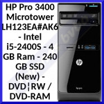 HP Pro 3400 Microtower LH123EA#AK6 - Intel i5-2400S - 4 GB Ram - 240 GB SSD (New) - DVD¦RW / DVD-RAM - Refurbished