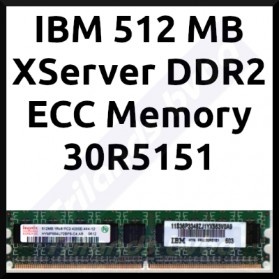 IBM 512 MB XServer DDR2 ECC Memory 30R5151 - DDR2 512MB, DIMM 240 Pins - 533MHz - PC2-4200 - CL 5 - ECC - for IBM IntelliStation M Pro 6218, Xserver M2 Series