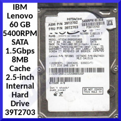 IBM 60 GB Lenovo Notebook  5400RPM SATA 1.5Gbps 8MB Cache 2.5-inch Internal Hard Drive 39T2703 (Refurbished)
