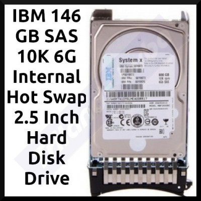 IBM 146 GB SAS 10K 6G Internal Hot Swap 2.5 Inch Hard Disk Drive with Original SFF Hot Swap Carrier Tray 44W2194 - Refurbished
