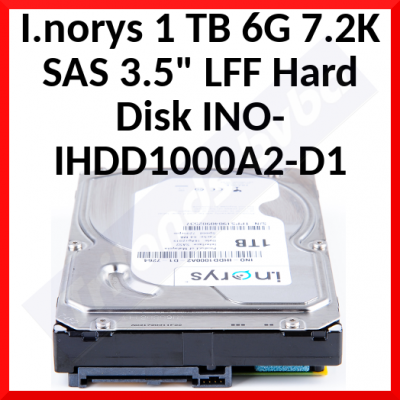 I.norys 1 TB 6G 7.2K SAS (512n) 3.5" LFF Hard Disk INO-IHDD1000A2-D1 - Drive Only - Refurbished
