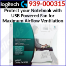 Logitech N100 Laptop / Notebook USB Powered Fan Cooling Desk / Pad 939-000315