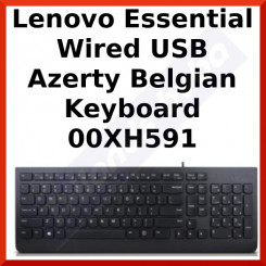Lenovo Essential USB Wired Keyboard 00XH591 - USB - Black - Keys: Belgium AZERTY