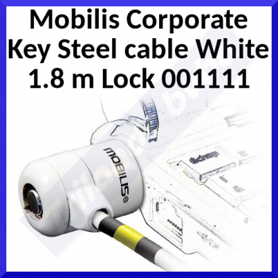 Mobilis Corporate Key Steel cable White 1.8 m Lock (001111) - Steel cable - Color white - Length = 18m - Diam. = 40mm - 2 keys