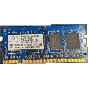 Lenovo Nanya 512 MB SO-DIMM DDR2 Memory NT512T64U88B0BY-3C - 240 Pins - PC2-5300U - DDR2 Non-ECC - Refurbished