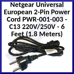 Netgear Universal European 2-Pin Power Cord PWR-001-003 -C13 220V/250V - 6 Feet (1.8 Meters)