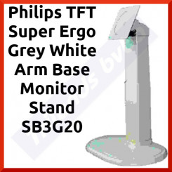 Philips TFT Super Ergo Grey White Arm Base Monitor Stand SB3G20 - 90 degree screen rotation, Tilt, swivel adjustment + fits all upto 27" monitors with 100 X 100 Plate Screws