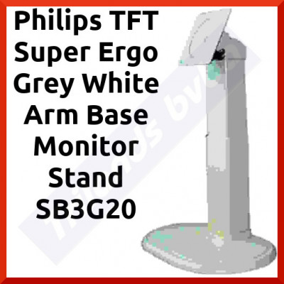 Philips TFT Super Ergo Grey White Arm Base Monitor Stand SB3G20 - 90 degree screen rotation, Tilt, swivel adjustment + fits all upto 27" monitors with 100 X 100 Plate Screws - Clearance Sale - Uitverkoop - Soldes - Ausverkauf