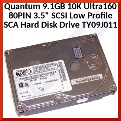 Quantum 9.1GB 10K Ultra160 80PIN 3.5" SCSI Low Profile SCA Hard Disk Drive TY09J011 (Original Sealed Pack)