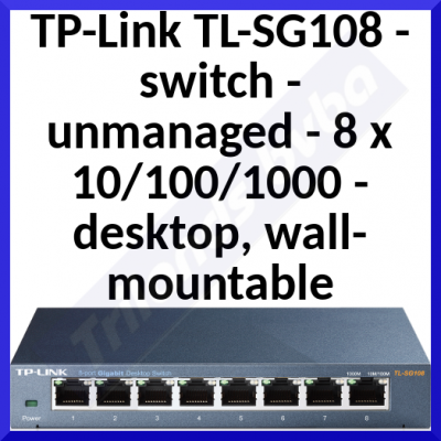 TP-Link TL-SG108 - switch - unmanaged - 8 x 10/100/1000 - desktop, wall-mountable - Refurbished