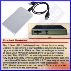 Apotop TopLine MA-250A External Hard Disk Metal Enclosure - Silver Metalic Case - Input IDE 2.5" Hard Disk - Output USB 2.0