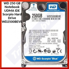 WD 250 GB Notebook UDMA IDE Scorpio Hard Drive WD2500BEVE - 2.5 Inch - 9.5mm High - IDE (PATA) - UDMA 100 - Blue (Original Sealed Pack)