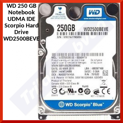 WD 250 GB Notebook UDMA IDE Scorpio Hard Drive WD2500BEVE - 2.5 Inch - 9.5mm High - IDE (PATA) - UDMA 100 - Blue