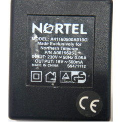 Northern Telecom A41160500A010C Power Adapter - Input 230V - 50Hz - 0.06A - Output 16V - 500mA - in Perfect Working condition - Refurbished - Clearance Sale - Uitverkoop - Soldes - Ausverkauf