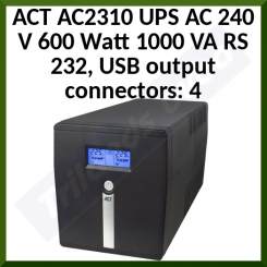 ACT AC2310 UPS   AC 240 V   600 Watt   1000 VA   RS 232, USB   output connectors: 4