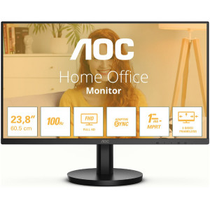 AOC 24B3HMA2 24" VA FHD, 1 ms, 1920x1080@100Hz, Wid 16/9, HDMI-VGA , Brightness 250 cd/m, D Contrastratio 20M:1, Viewing angle 178/178, Frameless, VESA, Black