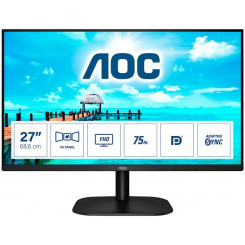 AOC 27B2QAM - LED monitor - 27" - 1920 x 1080 Full HD (1080p) @ 75 Hz - MVA - 250 cd/m - 4 ms - HDMI, VGA, DisplayPort - speakers - black