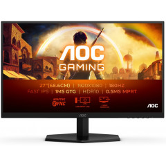 AOC Gaming 27G42E - LED monitor - gaming - 27" - 1920 x 1080 Full HD (1080p) @ 180 Hz - Fast IPS - 1000:1 - HDR10 - 0.5 ms - HDMI, DisplayPort - black, red