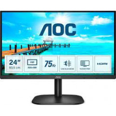 AOC 24E3QAF - LED monitor - 24" - 1920 x 1080 Full HD (1080p) @ 75 Hz - IPS - 1000:1 - 4 ms - HDMI, VGA, DisplayPort - speakers - textured black
