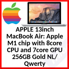 Apple MacBook Air with Retina display - M1 7-core GPU 8 GB RAM 256 GB SSD 13.3" IPS 2560 x 1600 (WQXGA) Wi-Fi 6 gold kbd: Dutch (MGND3N/A)