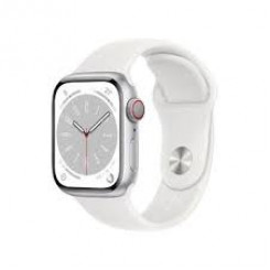 APPLE Watch Series 8 GPS + Cellular 41mm Silver Stainless Steel Case with White Sport Band Regular