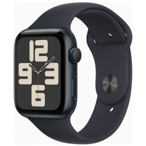 Apple Watch SE (GPS) - 2nd generation - 44 mm - midnight aluminium - smart watch with sport band - fluoroelastomer - midnight - band size: S/M - 32 GB - Wi-Fi, Bluetooth - 32.9 g