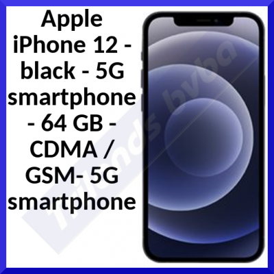 Apple iPhone 12 - 5G smartphone - dual-SIM / Internal Memory 64 GB - OLED display - 6.1" - 2532 x 1170 pixels - 2x rear cameras 12 MP, 12 MP - front camera 12 MP - black 