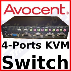 Avocent SwitchView 4-Port USB / PS2 KVM Switch SV-400UA (SV400UA-EU) - 4 Ports, USB, Sound - 4 x Keyboard, 4 x Mouse, 4 x Video - Ideal for Managing Servers - Intergrated USB Hub for External Devices
