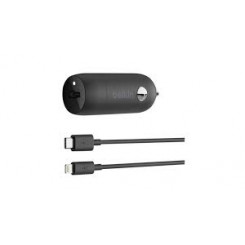Belkin BOOST CHARGE - Car power adapter - 20 Watt - 3.6 A (24 pin USB-C) - on cable: Lightning - black