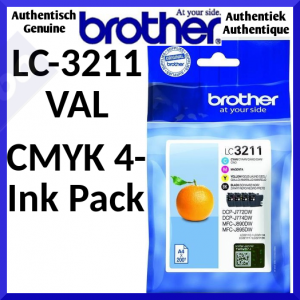 Brother LC-3211VAL (4-Ink CMYK Pack) Cyan / Magenta / Yellow / Black Ink Original Cartridges