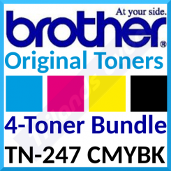 Brother TN-247 Original 4-Toner High Yield CMYK Bundle High Capacity CYAN TN-247C + MAGENTA TN-247M + YELLOW TN-247Y + BLACK TN-247BK Toner Cartridges (1 X 3000 Pages + 3 X 2300 Pages)