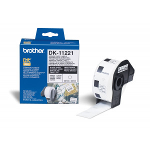 Brother DK-11221 Die Cut 23 mm X 23 mm Original White Paper Self-Adhesive Square Label - 1000 Labels/Roll