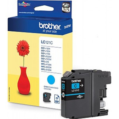 Brother LC-121C Cyan Original Ink Cartridge (300 Pages) for Brother DCP-J132W, DCP-J152W, DCP-J552DW, DCP-J752DW , MFC-J245, MFC-J470DW, MFC-J650DW, MFC-J870DW
