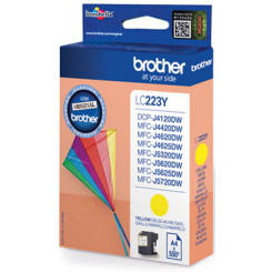 Brother LC-223 Yellow Original Ink Cartridge LC223Y (550 Pages) for Brother DCP-J4120 DW, MFC-J4420DW, MFC-J4620DW, MFC-J4625DW, MFC-J5320DW, MFC-J5620DW, MFC-J5625DW, MFC-J5720DW