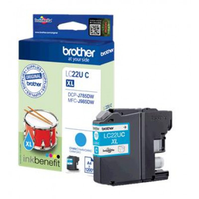 Brother LC-22UC - XL - cyan - original - ink cartridge - for Brother DCP-J785DW, MFC-J985DW